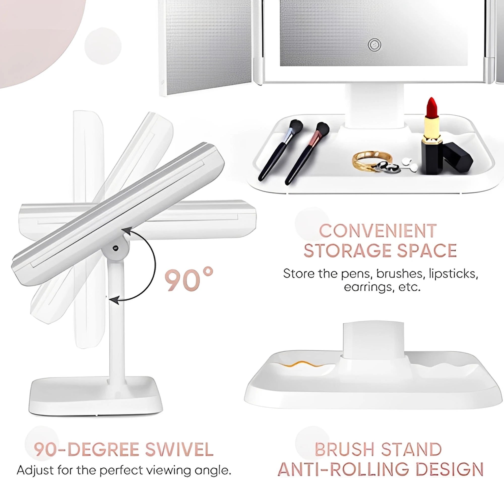 TRIFOLD LED MAKEUP MIRROR