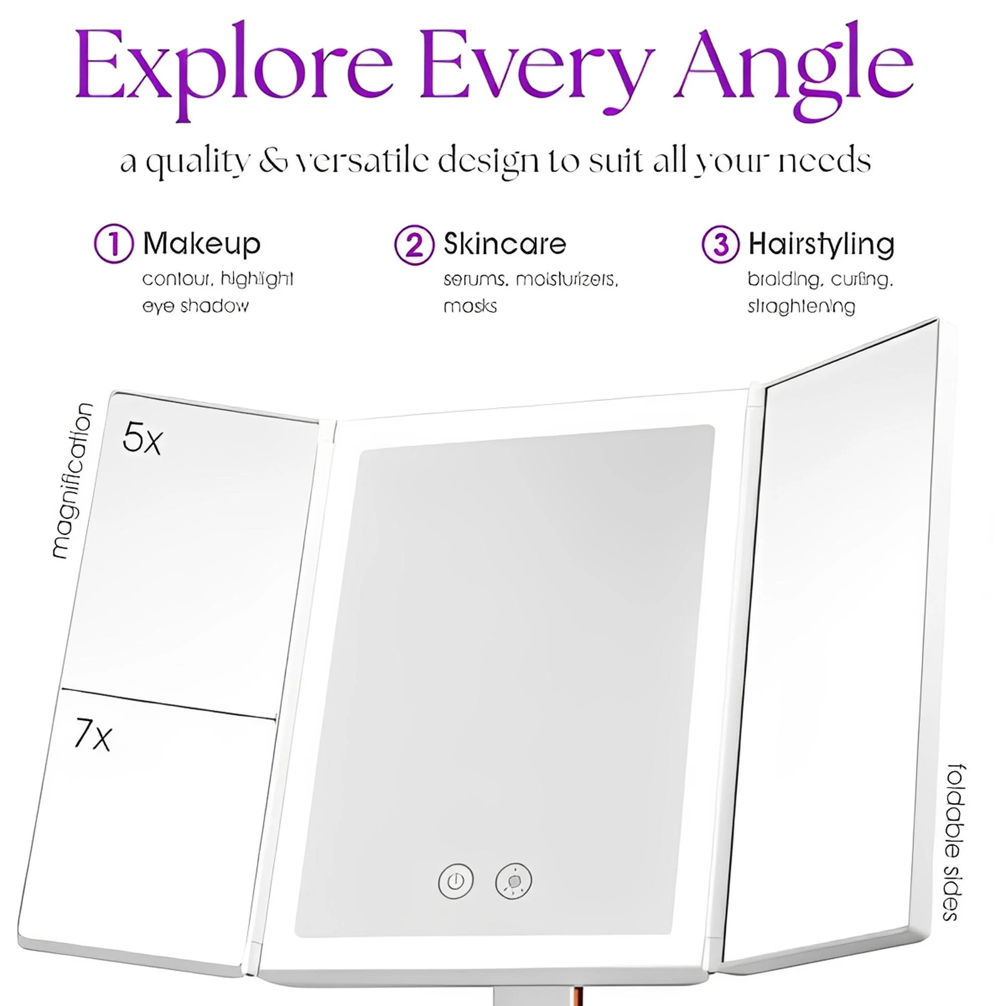 TRIFOLD LED MAKEUP MIRROR